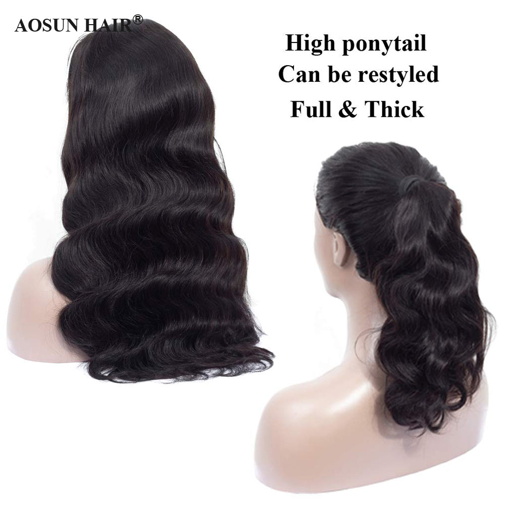 Aosun Body Wave 13x4 Lace Front Wig 180% Density Pre Plucked Human Hair Wigs