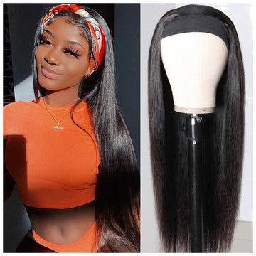 Brazilian Hair Straight Headband Wigs Glueless None Lace Machine Made Wig