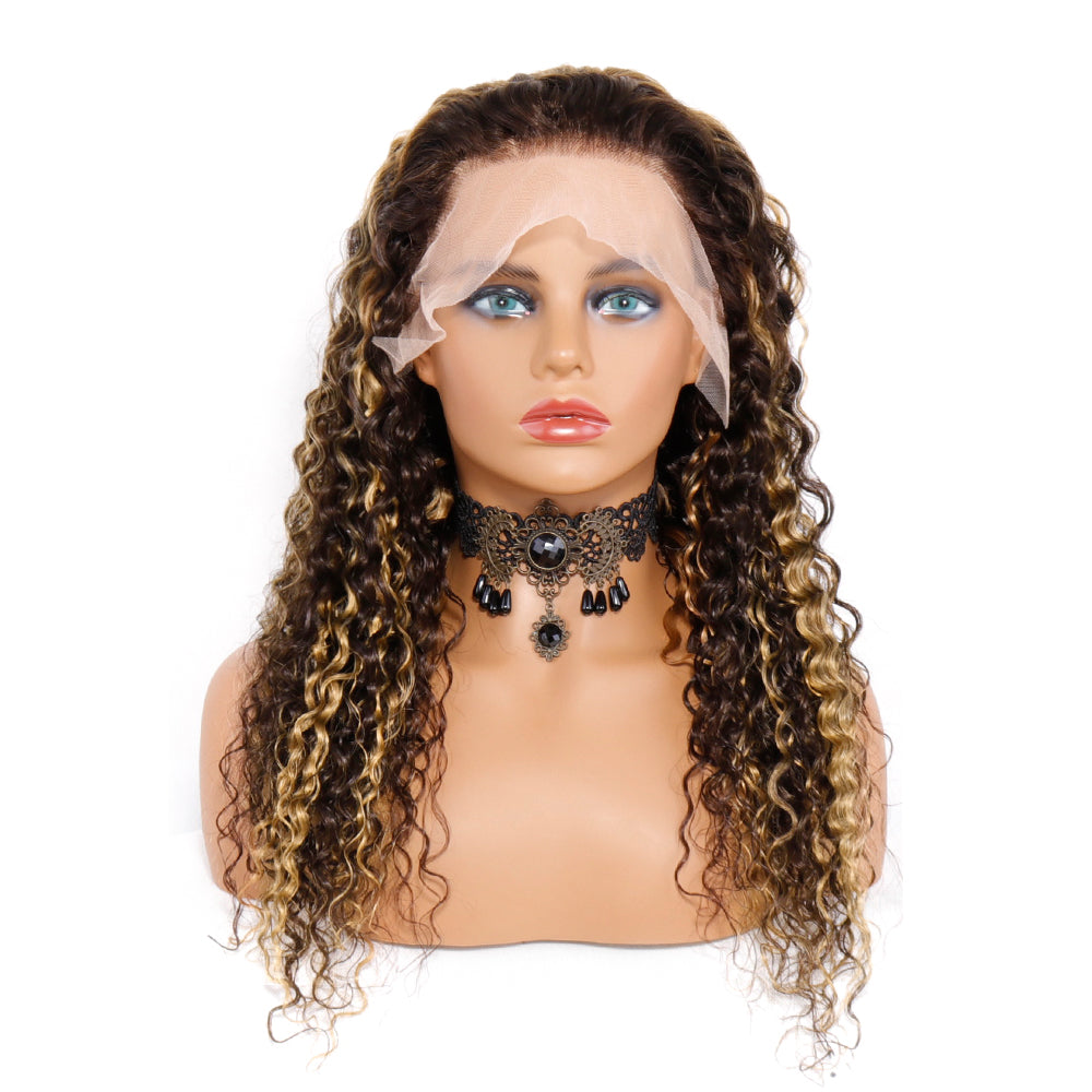 Loose Deep Highlight Human Hair Wigs Highlighted Lace Frontal