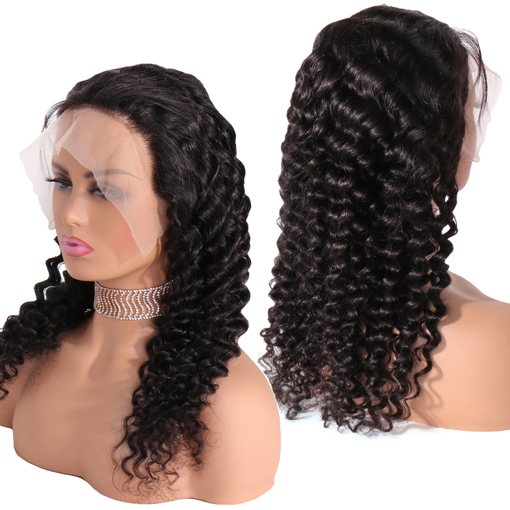 Aosun 150 Density 13x4 Lace Frontal Wig Deep Wave Brazilian Remy Human Hair Wigs