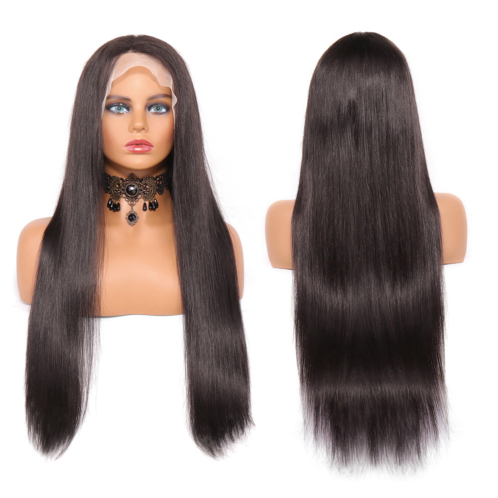 Aosun Hair Transparent Lace Front Wigs Human Hair 180% Density Pre Plucked with Baby Hair Peruvian Straight 13x4 Lace Frontal Wig Natural Color