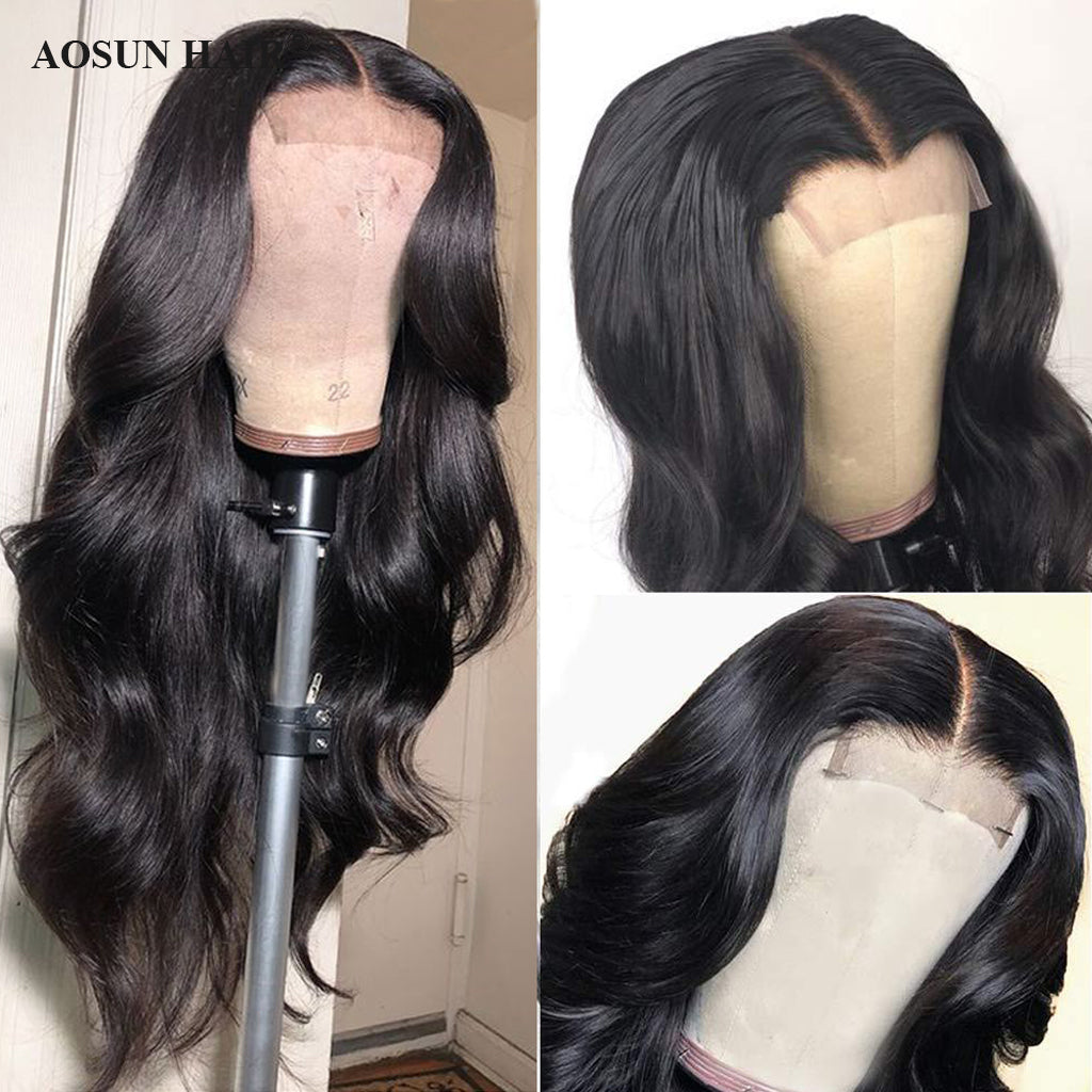 Aosun 100% Human Hair Wigs Body Wave 4x4 Front Lace Wig with Free Shipping