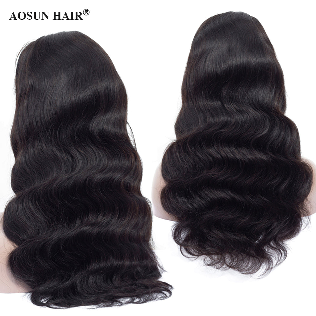 Aosun 100% Human Hair Wigs Body Wave 4x4 Front Lace Wig with Free Shipping