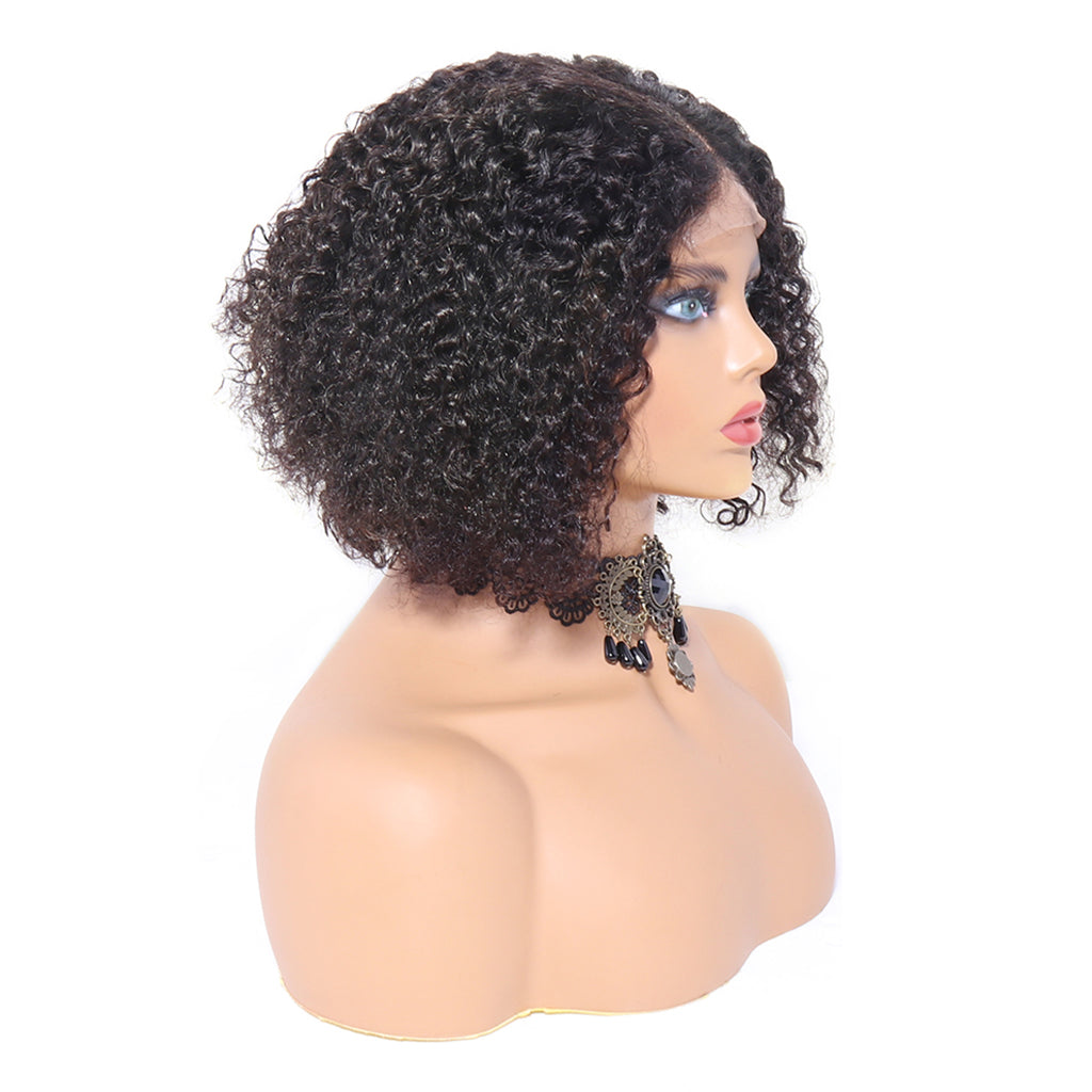 Aosun Kinky Curly Bob Wig 4x4 Front Lace 100% Human Hair Brazilian Virgin Hair