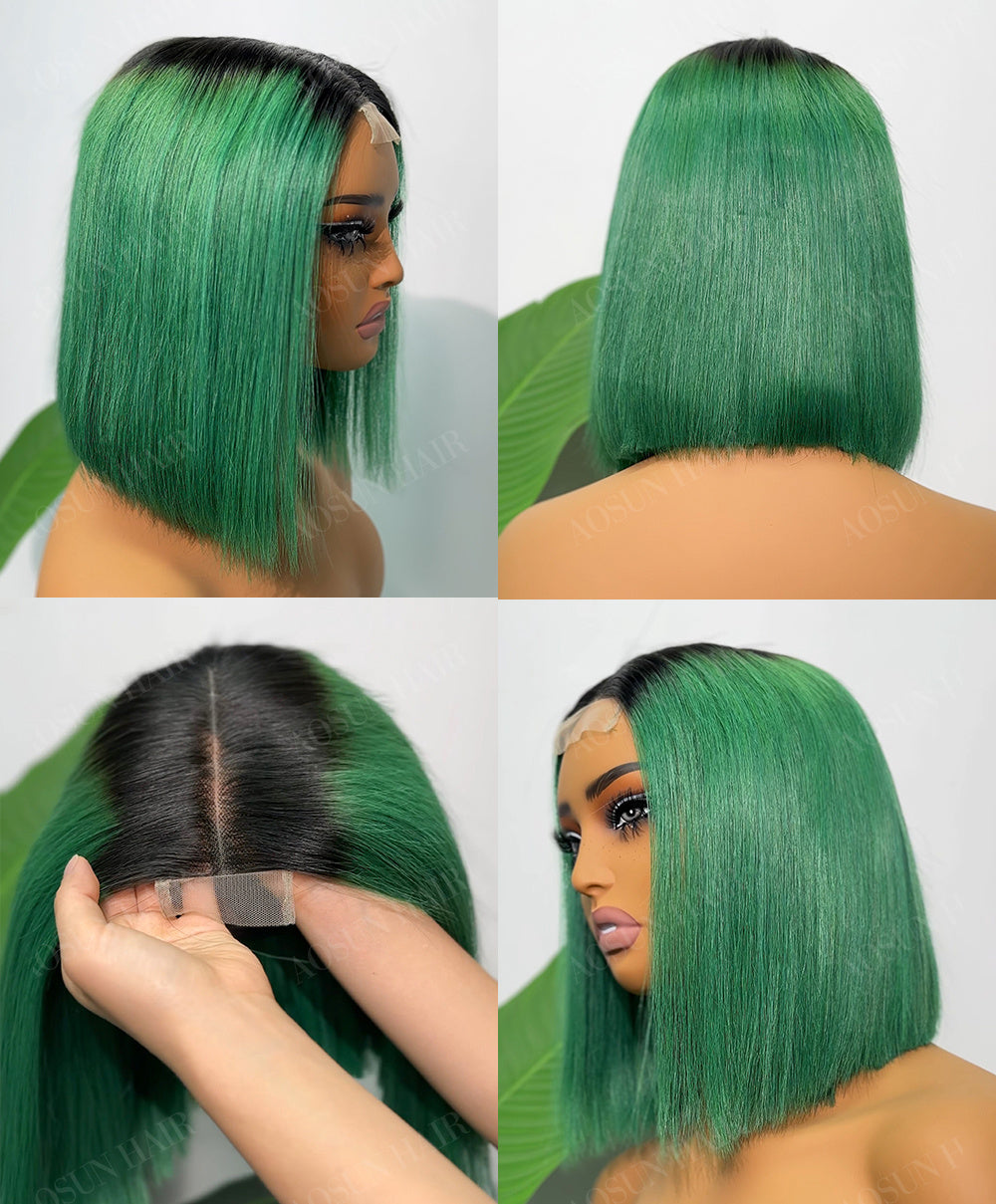 SDD Raw Human Hair  2x6 Kim K Bob Wig 10inch