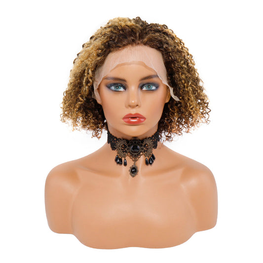 Kinky Curly Human Hair Wigs Pixie Curl Lace Front Wig Short