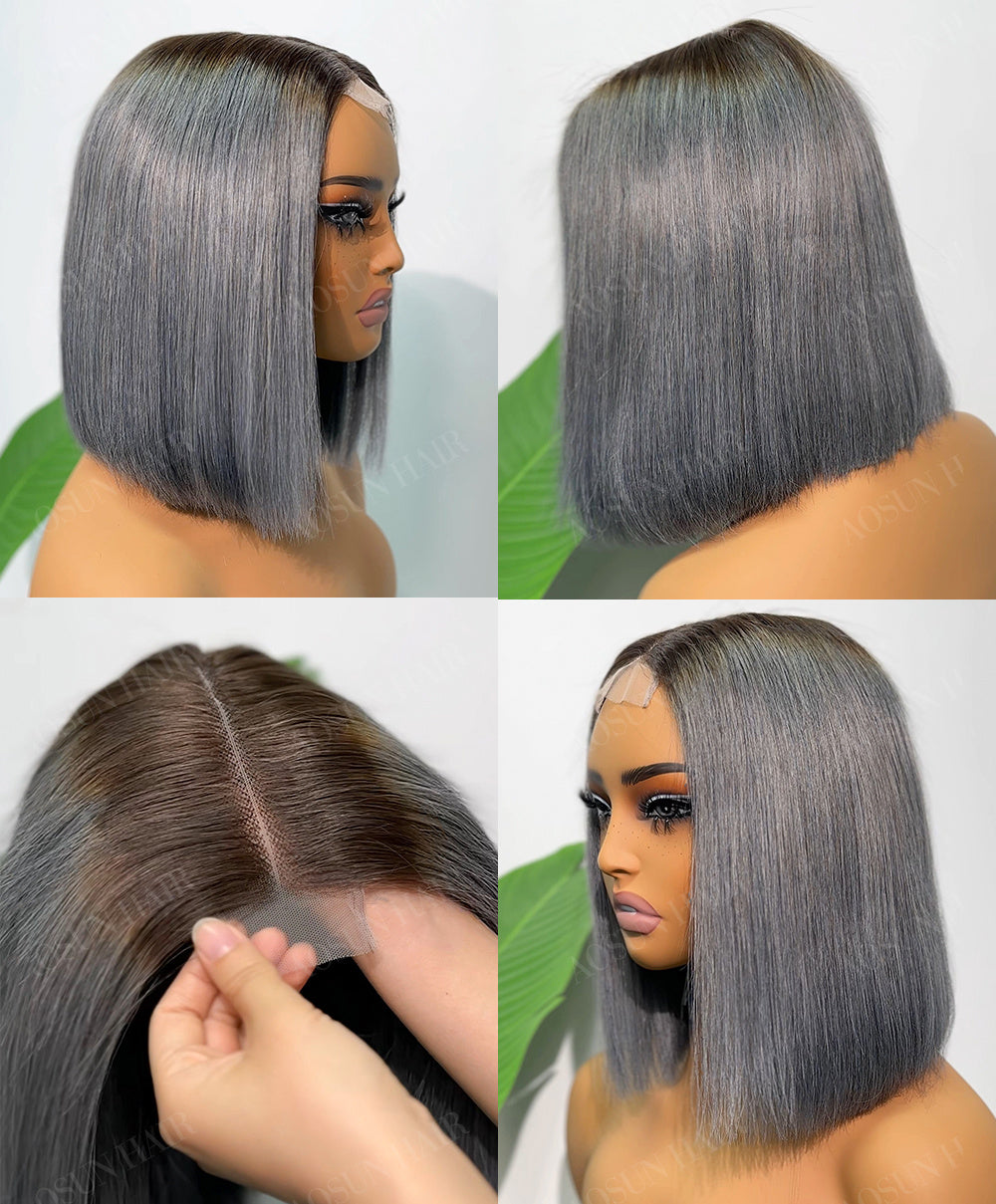 SDD Raw Human Hair  2x6 Kim K Bob Wig 10inch