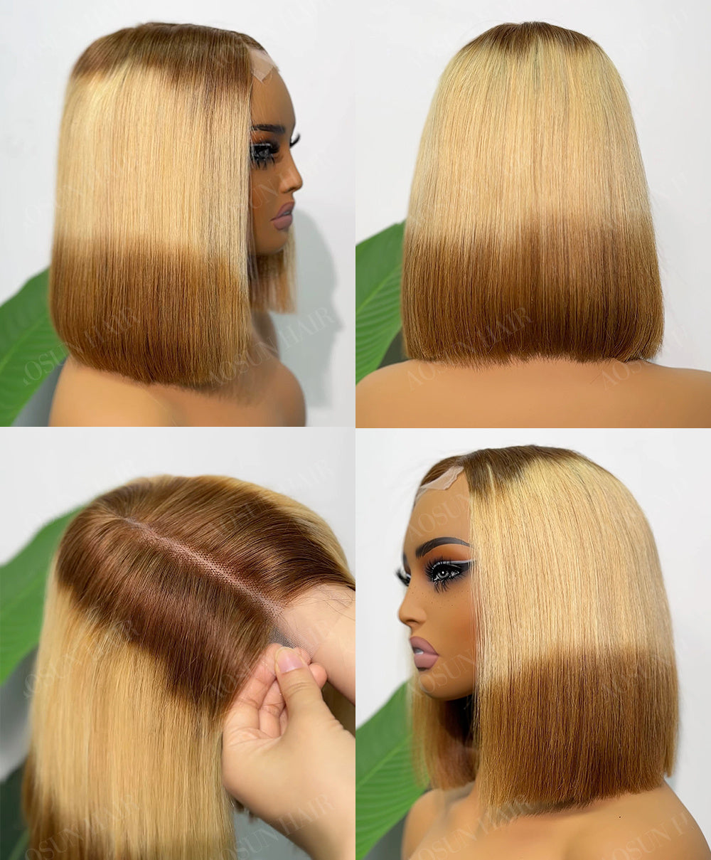 SDD Raw Human Hair  2x6 Kim K Bob Wig 10inch