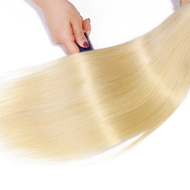 613 Bundles 100% Unprocessed Brazilian Straight Human Hairs Blonde Hair Weaves