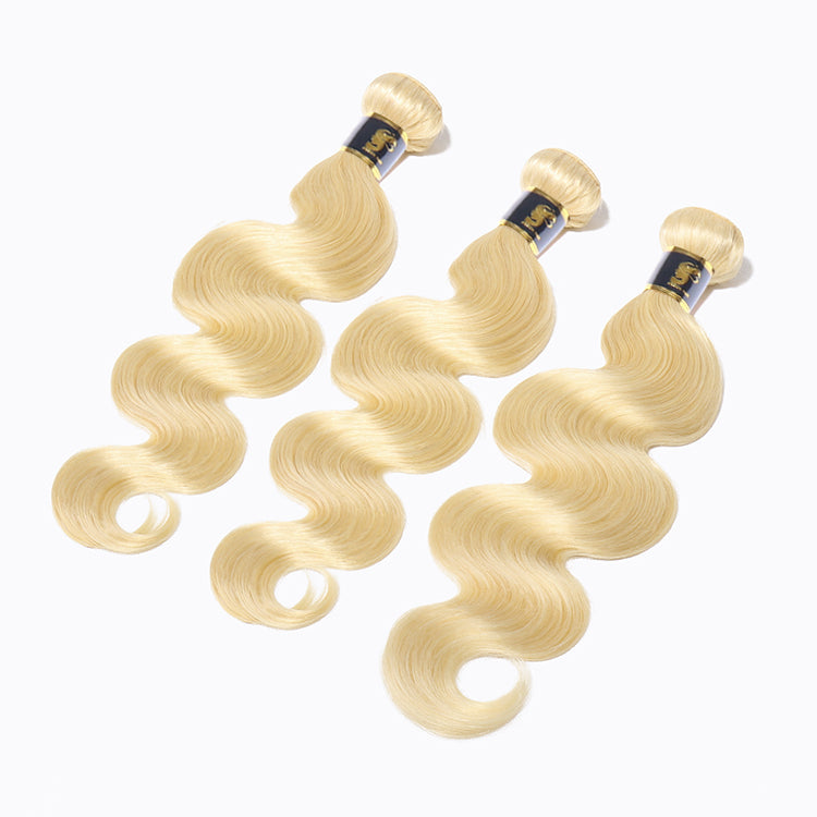 613 Blonde Bundles with 4x4 Closure Brazilian Body Wave 3 Bundles with Closure Blonde Human Hair Bundles with Closure