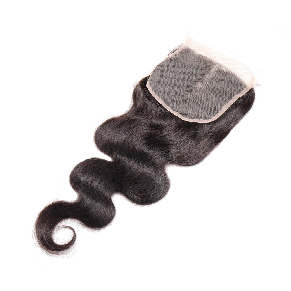 Unprocessed Brazilian Virgin Human Hair Body Wave 5x5 Closure Middle Part Natural Black Color with Baby Hair