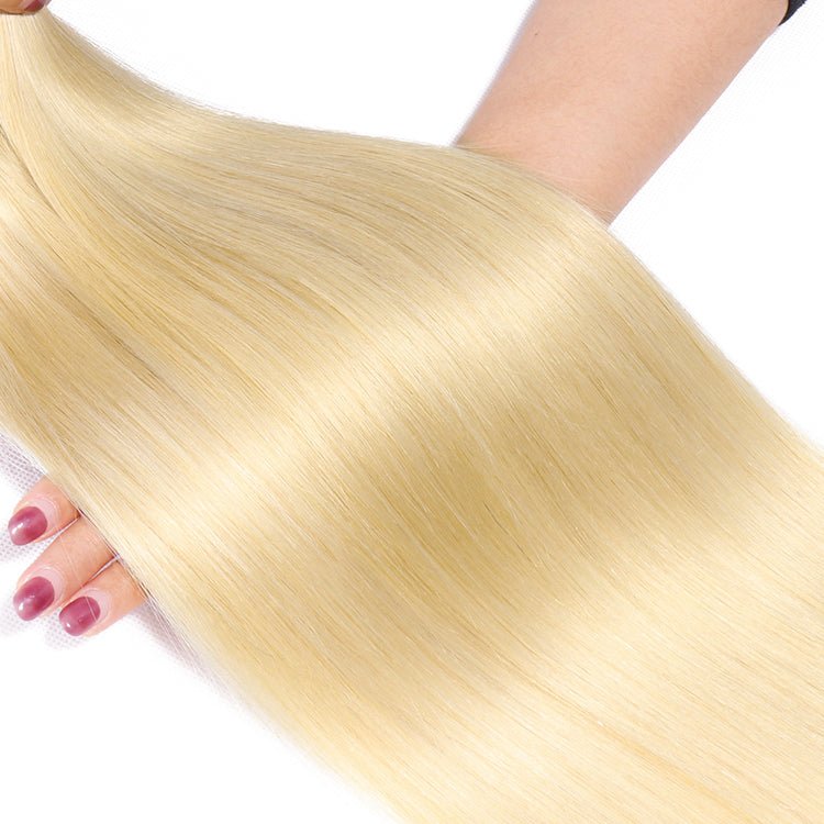 613 Bundles 100% Unprocessed Brazilian Straight Human Hairs Blonde Hair Weaves