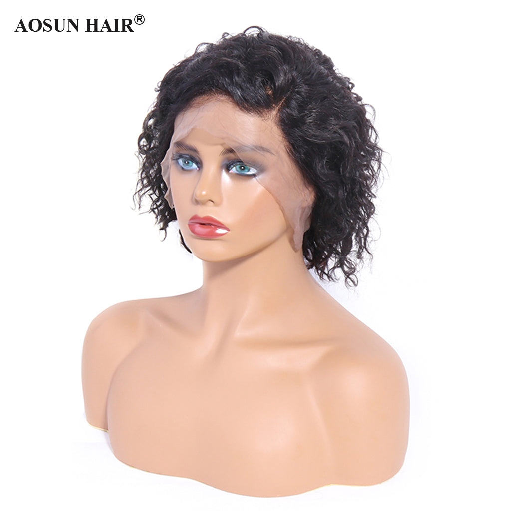 Aosun Pixie Cut Lace Wig Preplucked Short Human Hair Wigs Curly 13x4 Lace Glueless Wigs