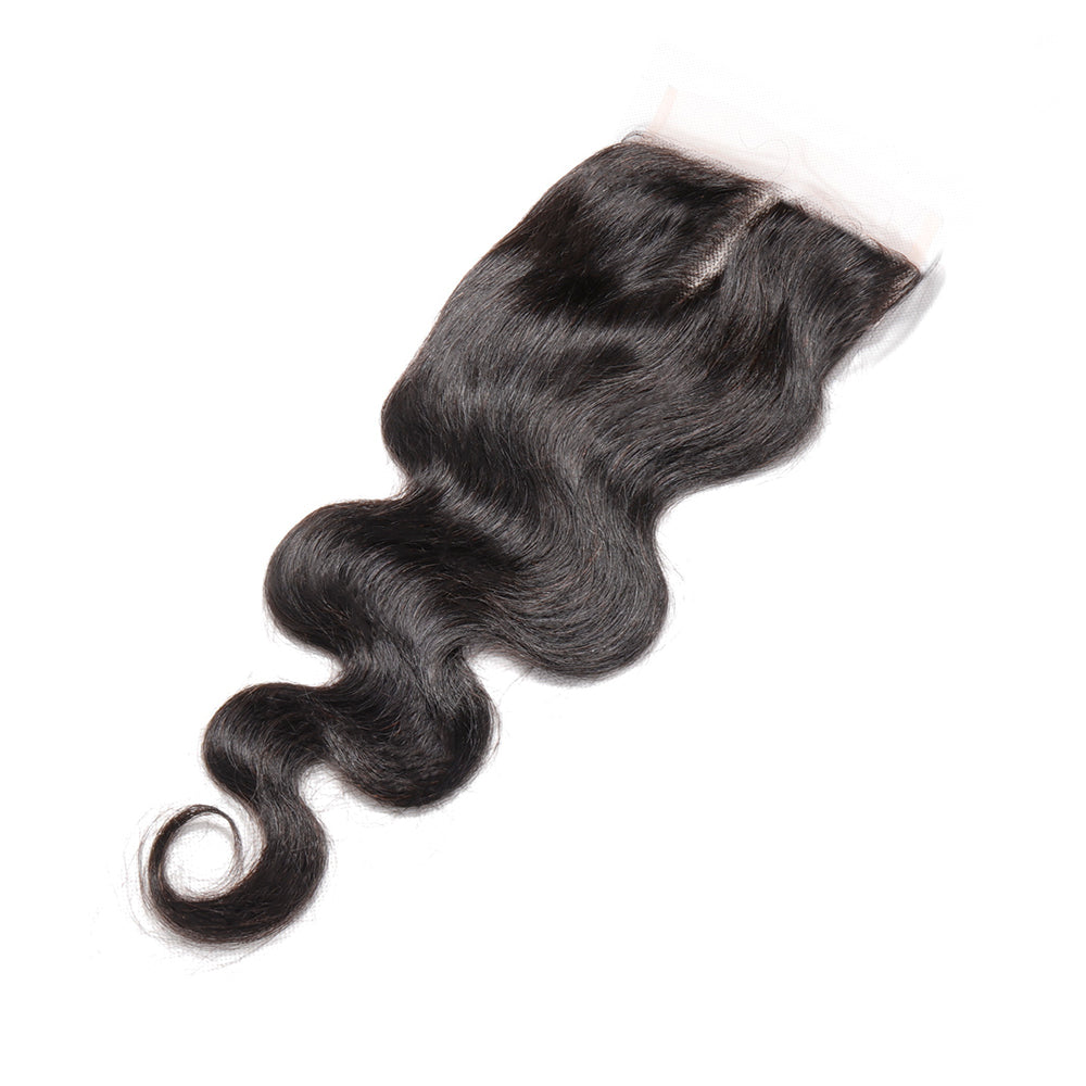 Unprocessed Brazilian Virgin Human Hair Body Wave 5x5 Closure Middle Part Natural Black Color with Baby Hair