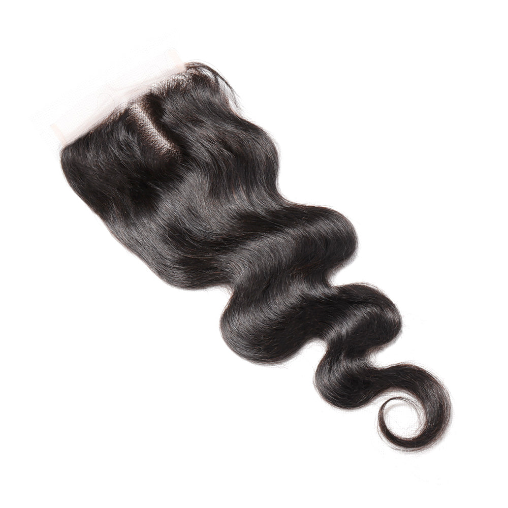 Unprocessed Brazilian Virgin Human Hair Body Wave 5x5 Closure Middle Part Natural Black Color with Baby Hair