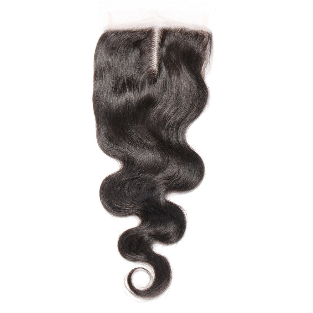 Unprocessed Brazilian Virgin Human Hair Body Wave 5x5 Closure Middle Part Natural Black Color with Baby Hair