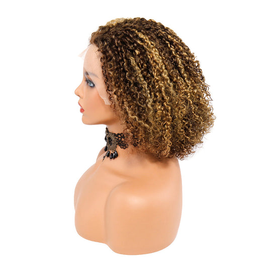 Kinky Curly Human Hair Wigs Pixie Curl Lace Front Wig Short