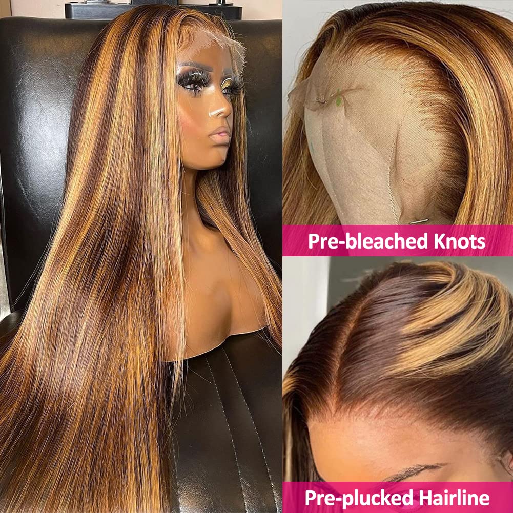 Hot Selling Highlight Brown Color Human Hair 13x4 Lace Front Wig | Aosun Hair