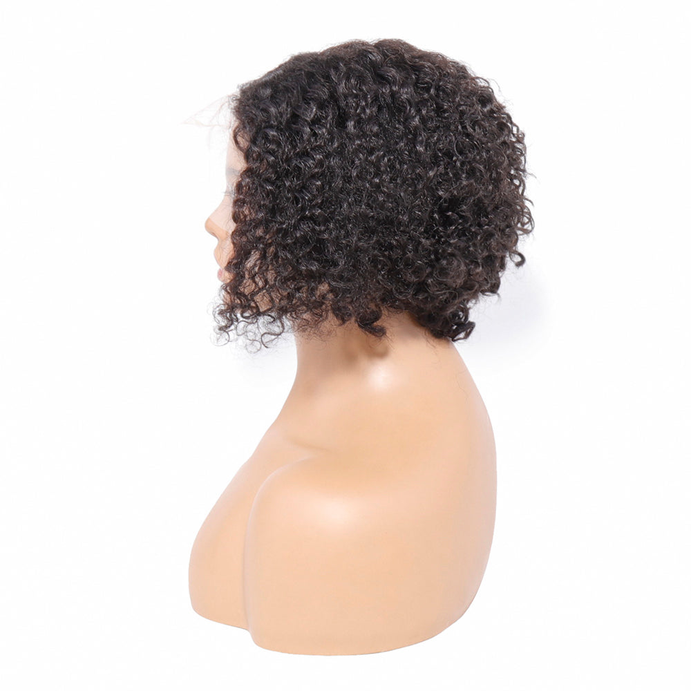 Pixie Curly Lace Front Wigs Human , Bleached Knots Brazilian Hair Wig