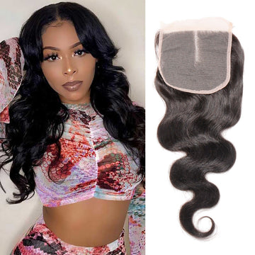 Unprocessed Brazilian Virgin Human Hair Body Wave 5x5 Closure Middle Part Natural Black Color with Baby Hair