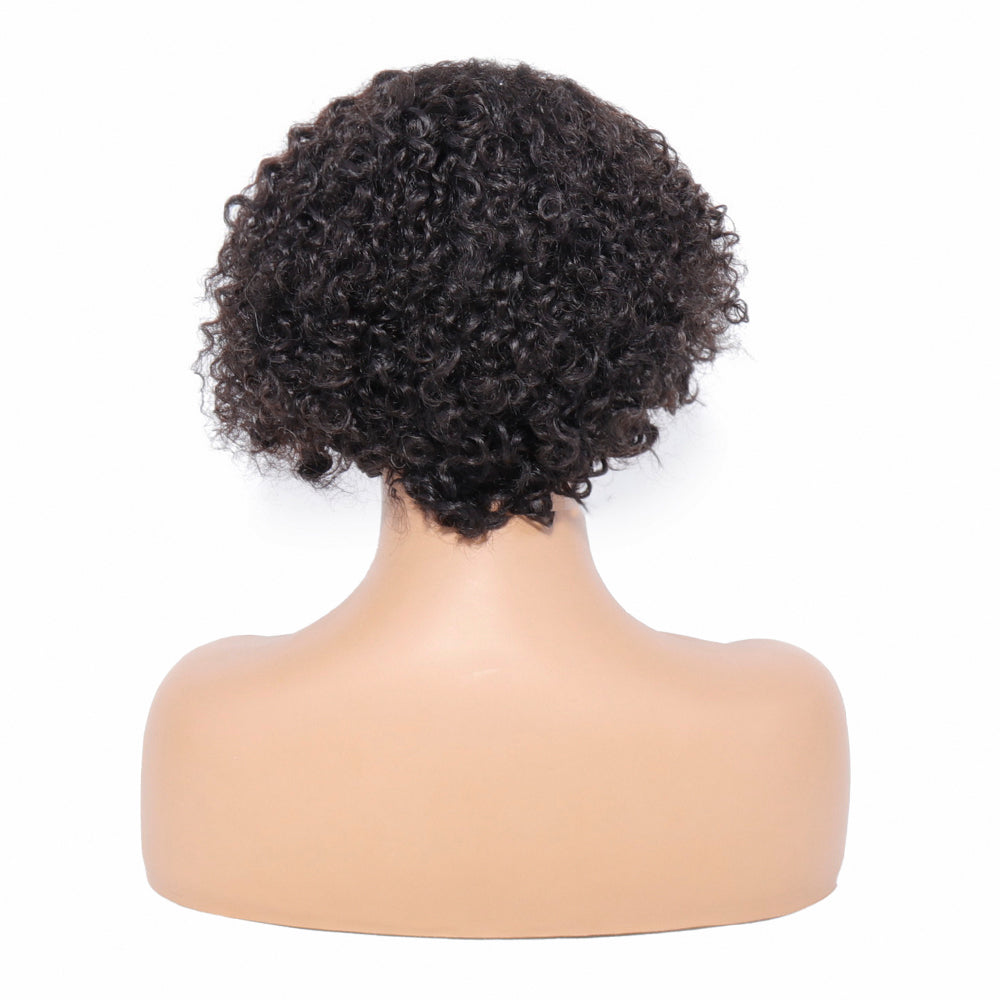 Pixie Curly Lace Front Wigs Human , Bleached Knots Brazilian Hair Wig