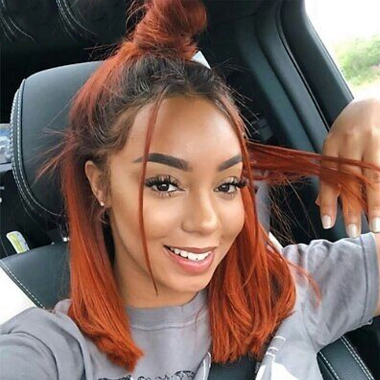 Ginger Color Straight Human Hair Bob Wig 13x4 lace front bob wig