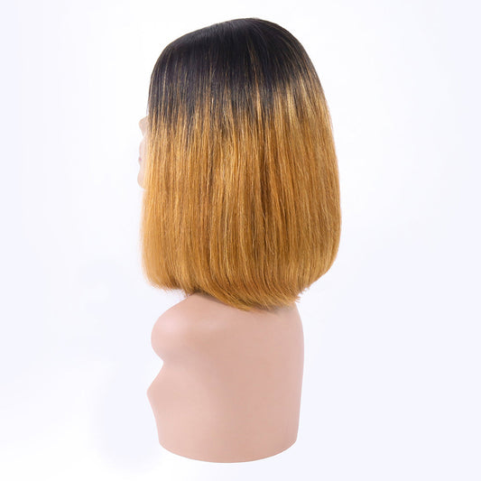 Aosun Straight Lace Closure Wig 150% Density Brazilian Human Hair BOB Wigs with Ombre Color 1b/30