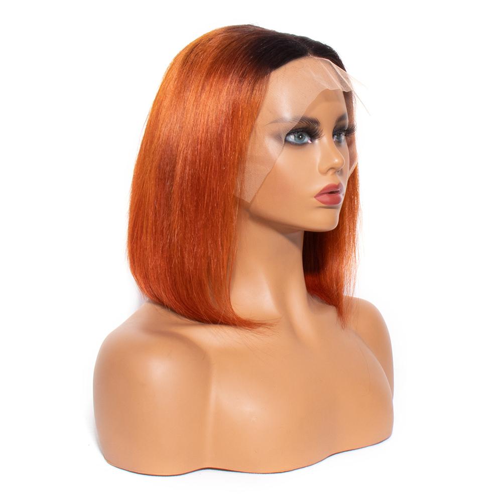 Ginger Color Straight Human Hair Bob Wig 13x4 lace front bob wig