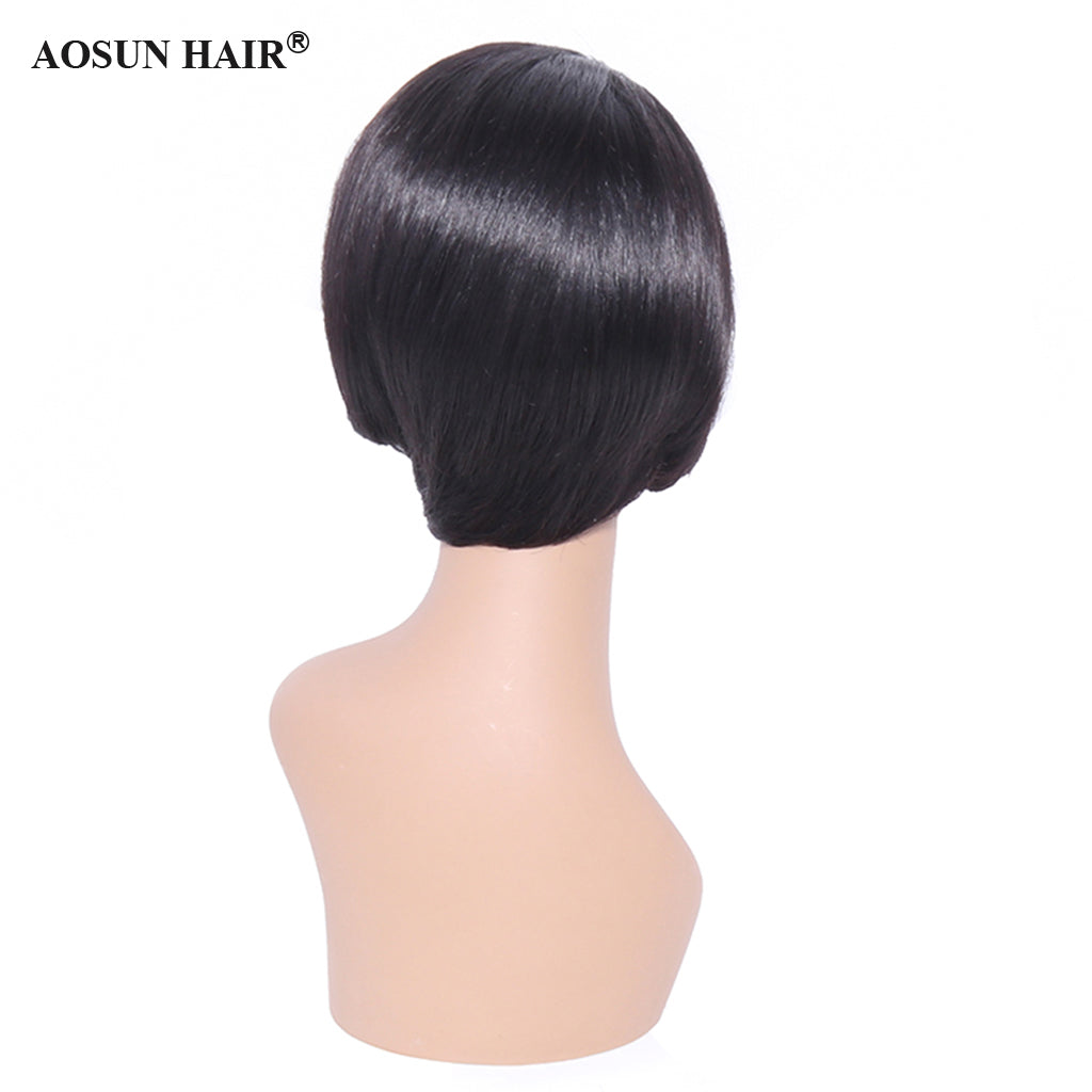 Aosun Straight Short Cut Lace Wig 130% 13x4 Front Lace Brazilian Human Hair Wigs