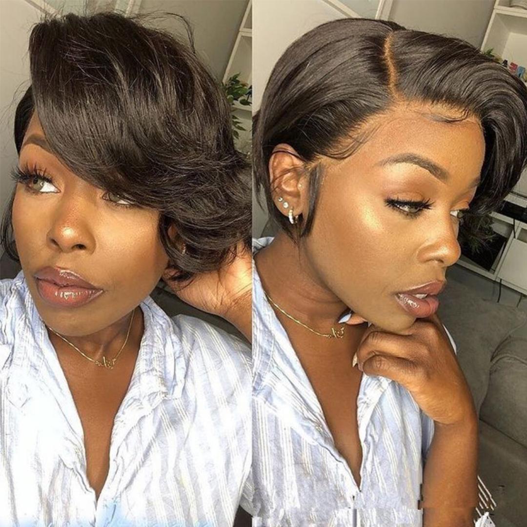 Pixie Cut Wig Human Hair Straight Short Bob Wig 13X4 Lace Front Human Hair Wigs