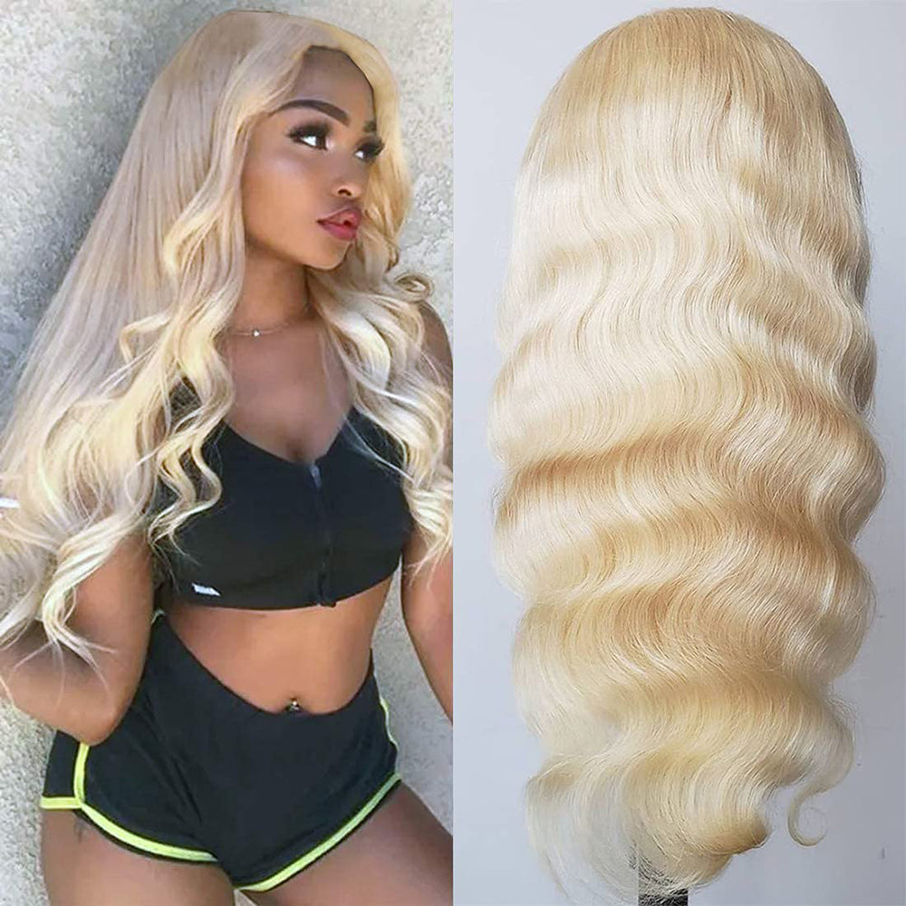 613 Lace Front Wig Human Hair Body Wave Wigs for Women 13x4 Virgin Blonde Lace Frontal Human Hair Wig Pre Plucked with Baby Hair