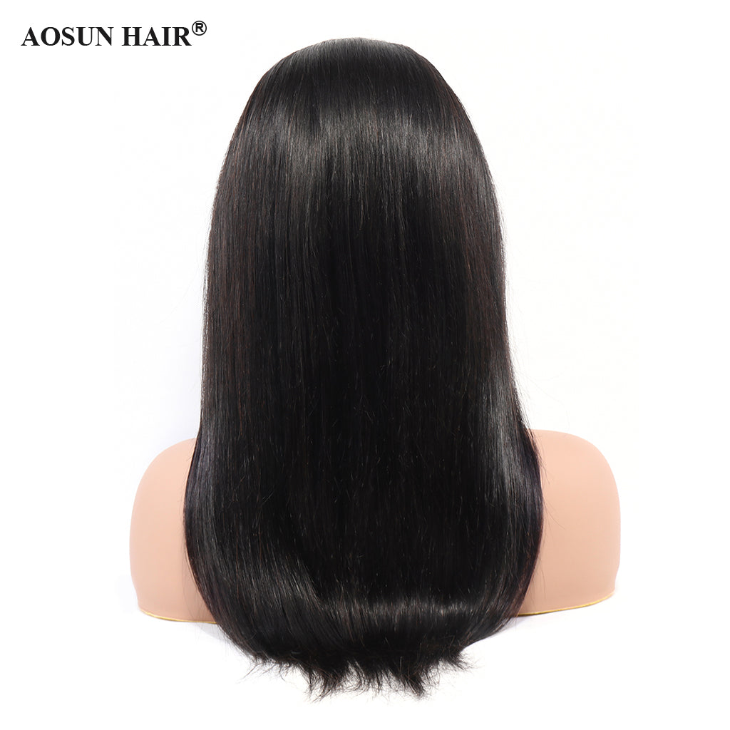 Brazilian Hair Straight Headband Wigs Glueless None Lace Machine Made Wig