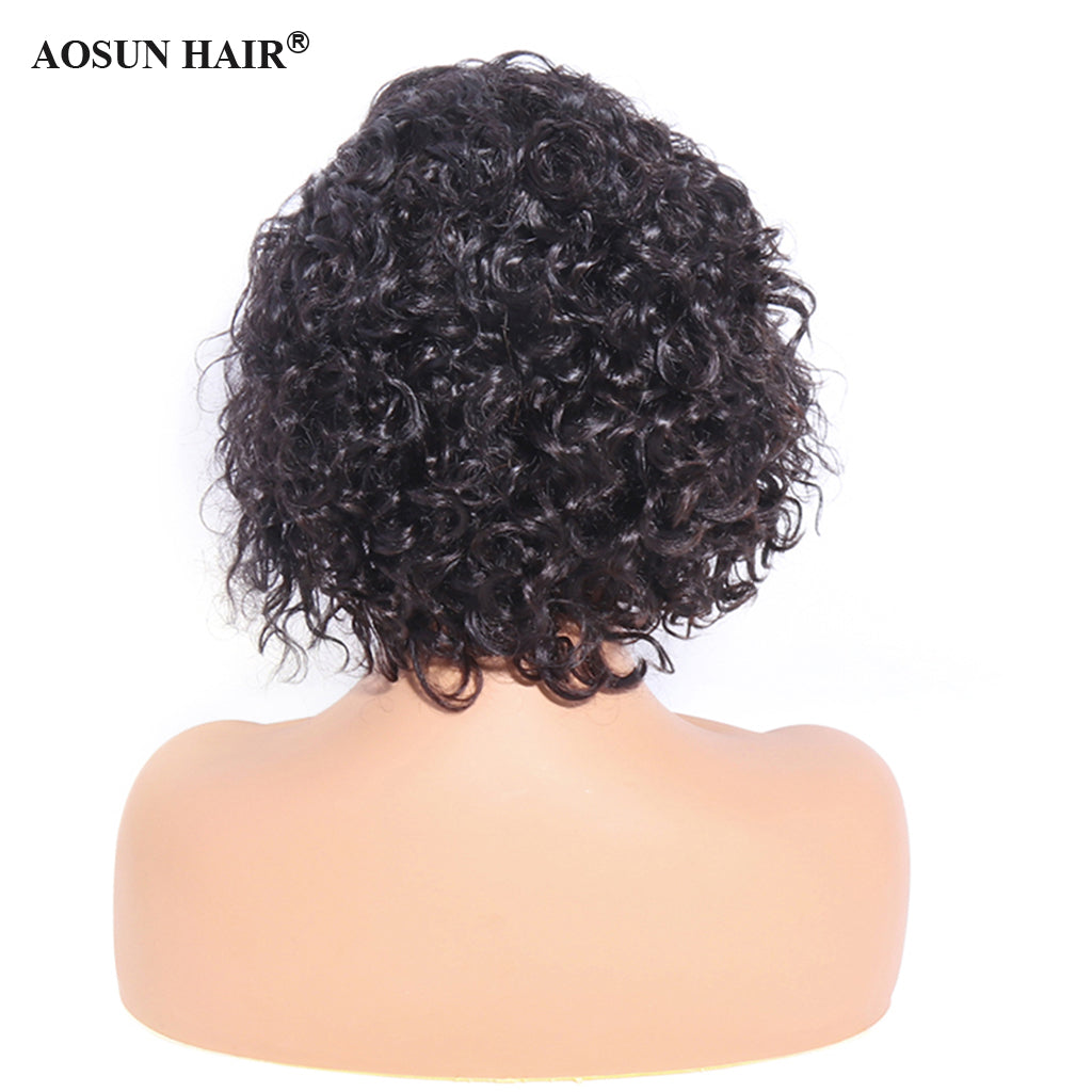 Aosun Pixie Cut Lace Wig Preplucked Short Human Hair Wigs Curly 13x4 Lace Glueless Wigs