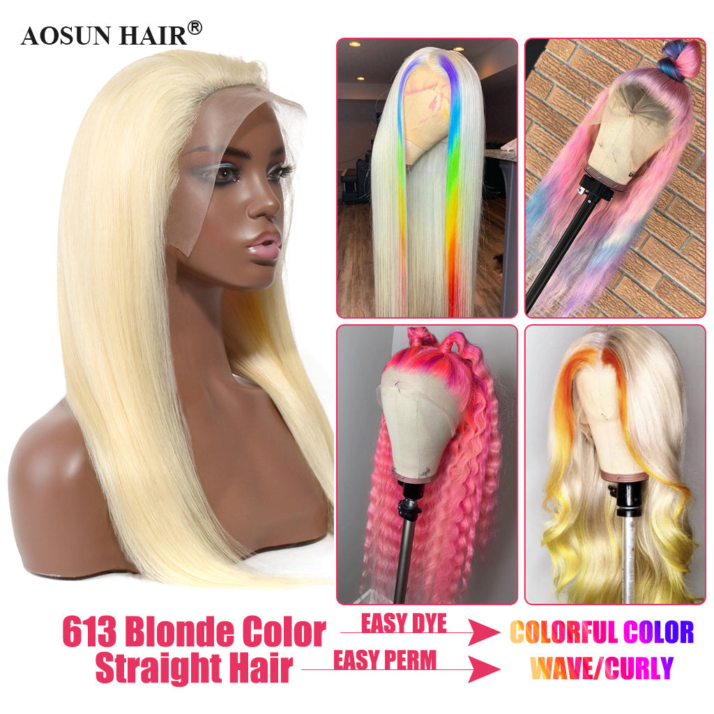 Blonde 613 Front Lace Wig Human Hair Wigs For Women Straight 13x4 Lace Frontal Wig