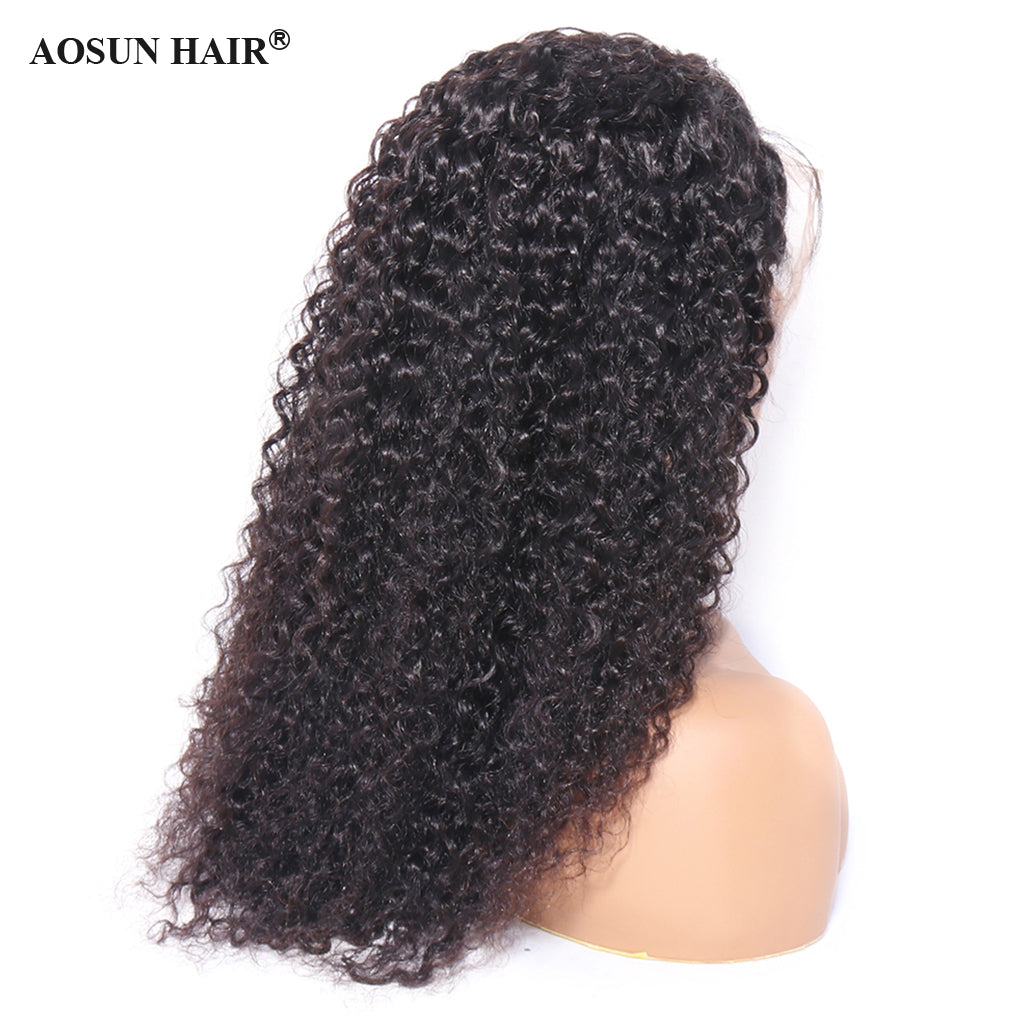 Aosun Wigs For Black Women Remy Human Hair Kinky Curly 13x4 Front Lace Wig 150% Pre Plucked with Baby Hair