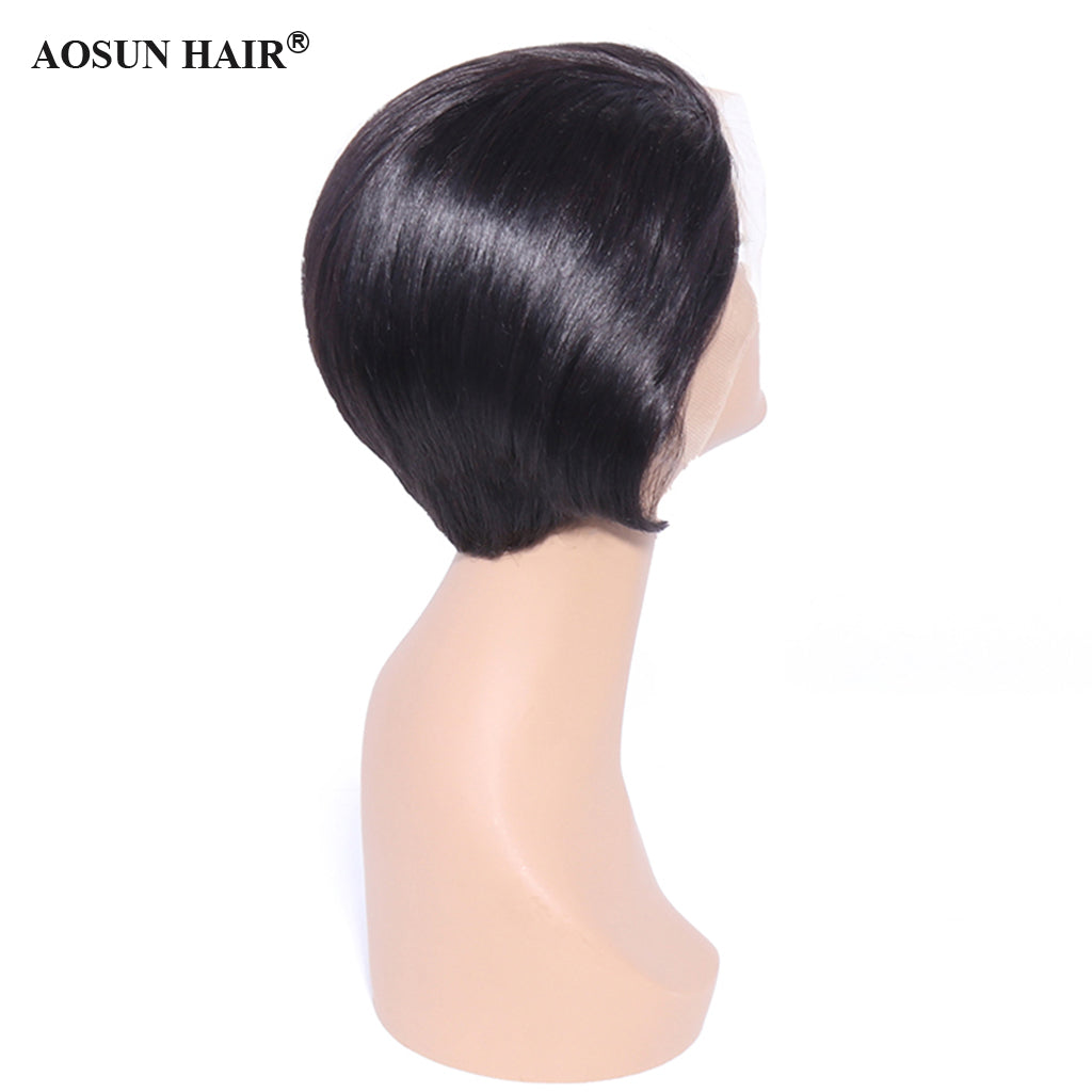 Aosun Straight Short Cut Lace Wig 130% 13x4 Front Lace Brazilian Human Hair Wigs