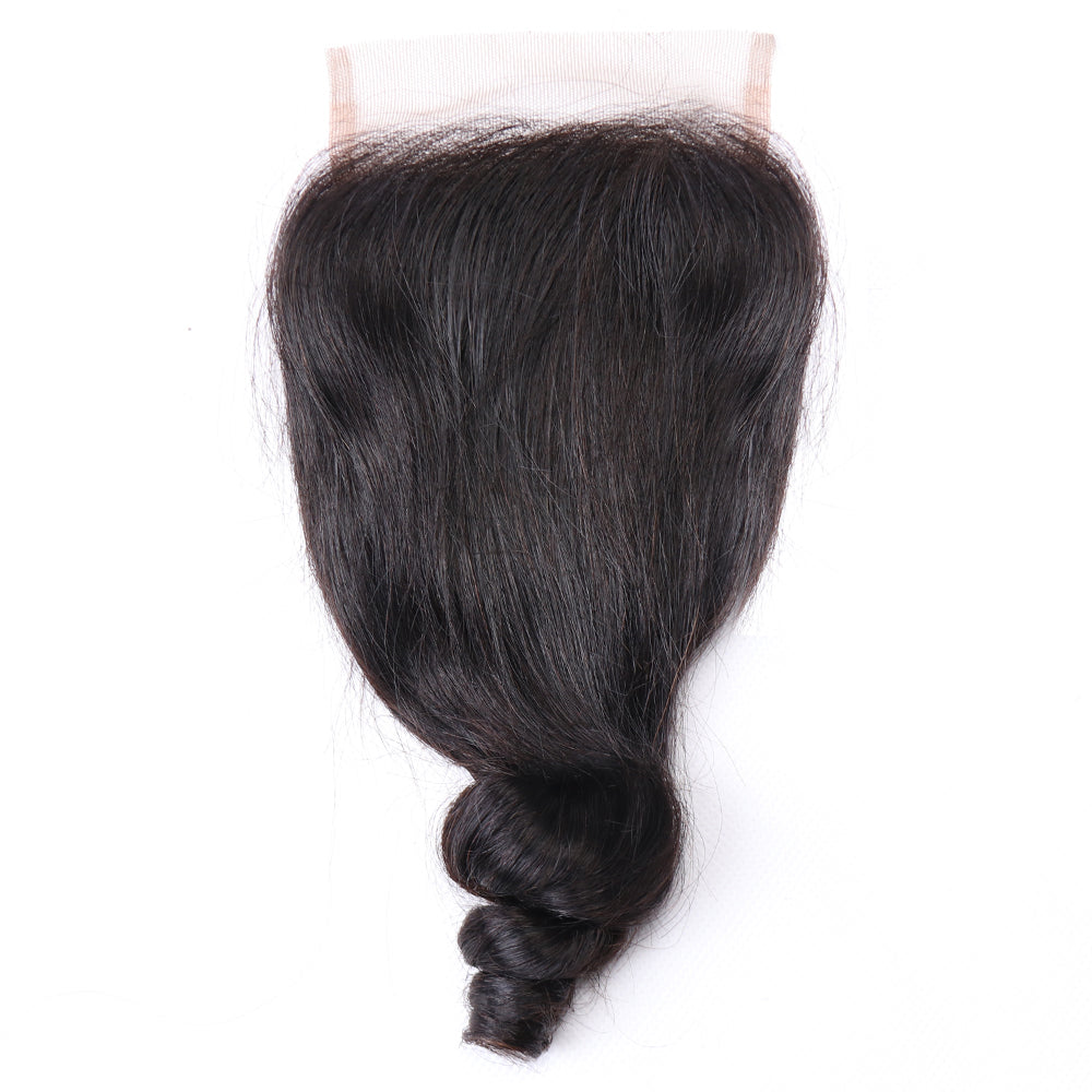 Unprocessed Human Hair Funmi Twist Curly Lace Closure 4x4 Free Part Fumi Curly Hair Frontal