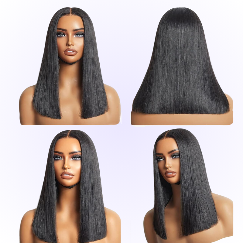 AOSUN HAIR 10 Inch Raw Hair Sleek Max 2x6 Kim K Glueless Short Bob Wig