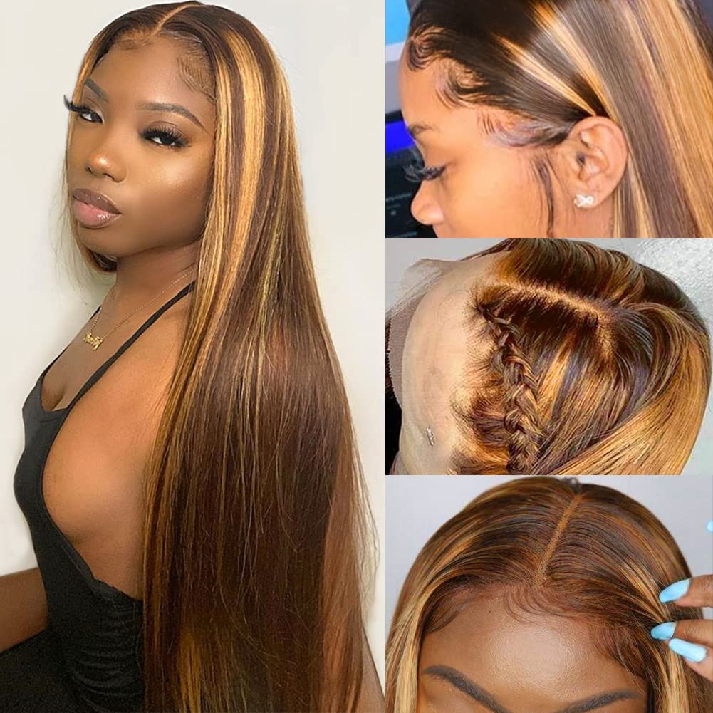 Hot Selling Highlight Brown Color Human Hair 13x4 Lace Front Wig | Aosun Hair