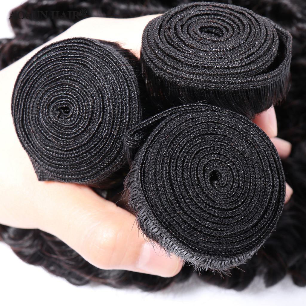 3 Bundles Deep Wave Virgin Hair 100% Unprocessed Human Hair Weave Free Shipping