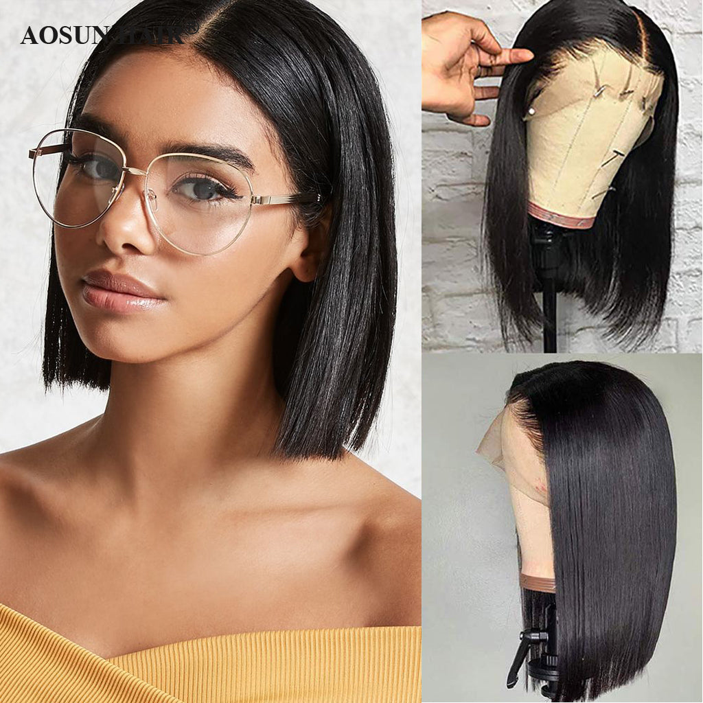 Aosun 13x6 Front Lace Straight Bob Wig Full Thick Brazilian Virgin Hair Wig