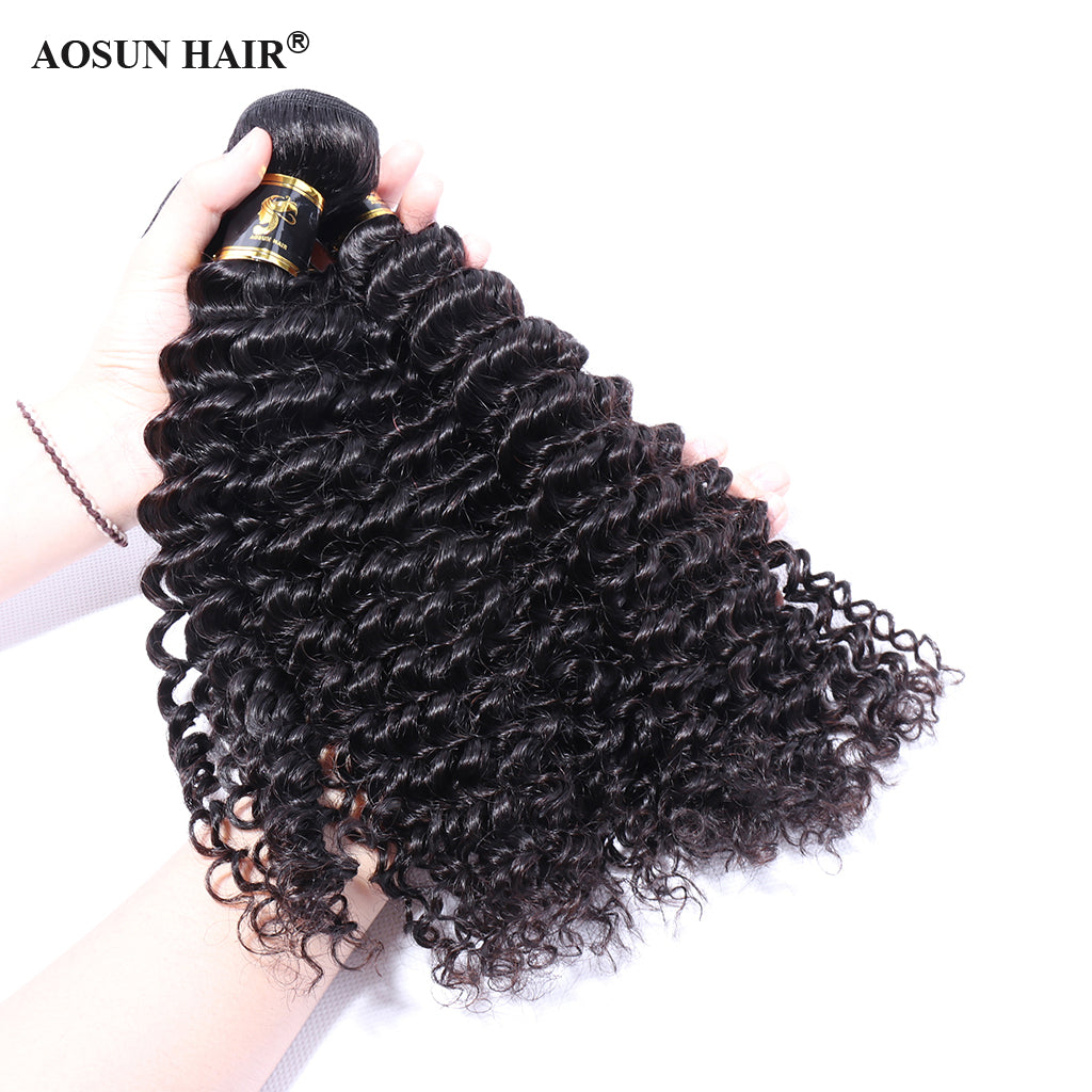 3 Bundles Deep Wave Virgin Hair 100% Unprocessed Human Hair Weave Free Shipping