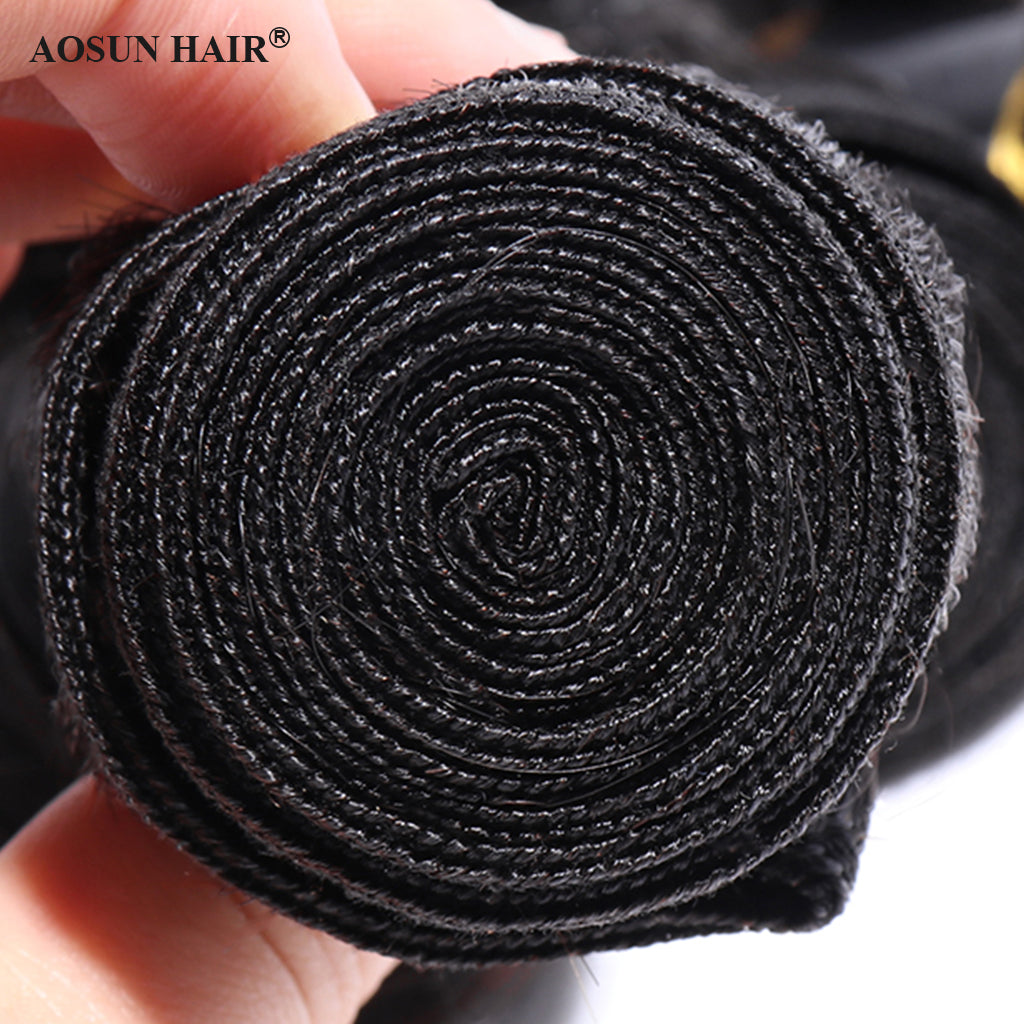 Aosun Brazilian Hair Loose Wave Bundles with Closure 100% Natural with Free Shipping