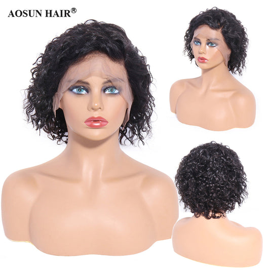 Aosun Pixie Cut Lace Wig Preplucked Short Human Hair Wigs Curly 13x4 Lace Glueless Wigs