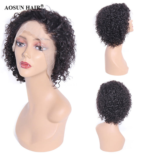 Aosun Curly Pixie Cut Wig For Black Women Human Hair Wigs Bob 13x4 Lace Wigs