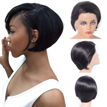 Aosun Straight Short Cut Lace Wig 130% 13x4 Front Lace Brazilian Human Hair Wigs