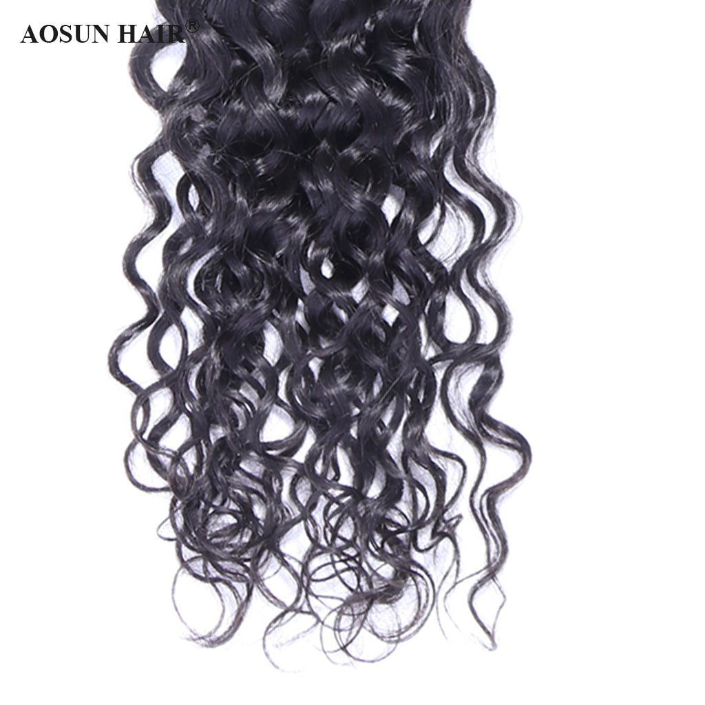 Aosun Hair Water Curly Bundles With Closure 100% Human Hair 3 Bundles Hair Free Shipping