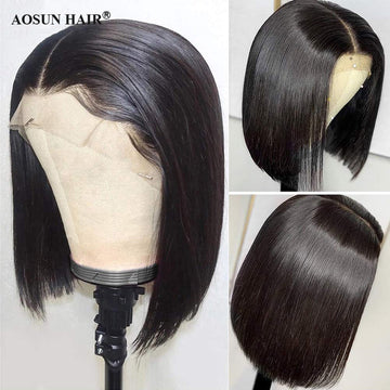 Aosun 13x6 Front Lace Straight Bob Wig Full Thick Brazilian Virgin Hair Wig