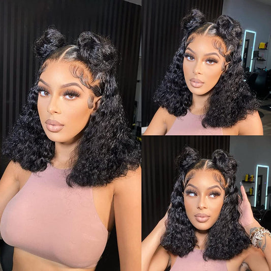 Hot Selling Kinky Curly Human Hair Bob Wig 4x4 Lace Closure Wig/ 13x4 Lace Front Wig