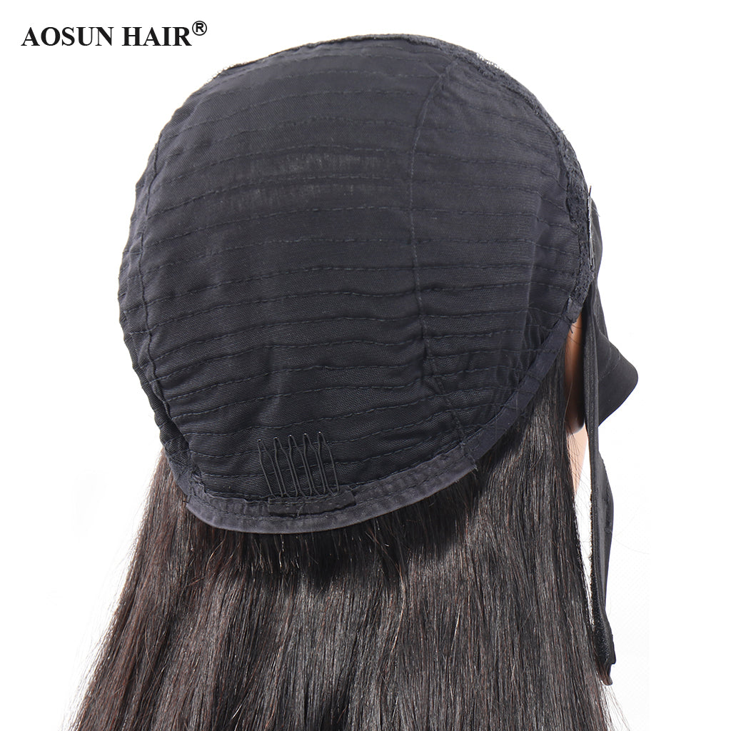 Brazilian Hair Straight Headband Wigs Glueless None Lace Machine Made Wig